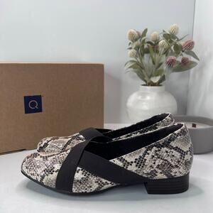 Clarks Collection Juliet Dahlla Comfort Leather Loafer Taupe Snake Women 6.5D